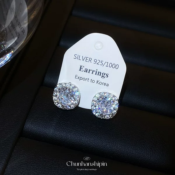 Flash Zircon Earrings Elegant Niche Earrings Mosquito Incense Plate Advanced Sense Ear Clip Hole-Free Exquisite Earrings