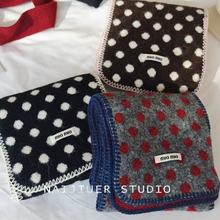 双面波点软糯毛绒针织围巾女秋冬保暖韩系氛围感学生防寒护颈围脖