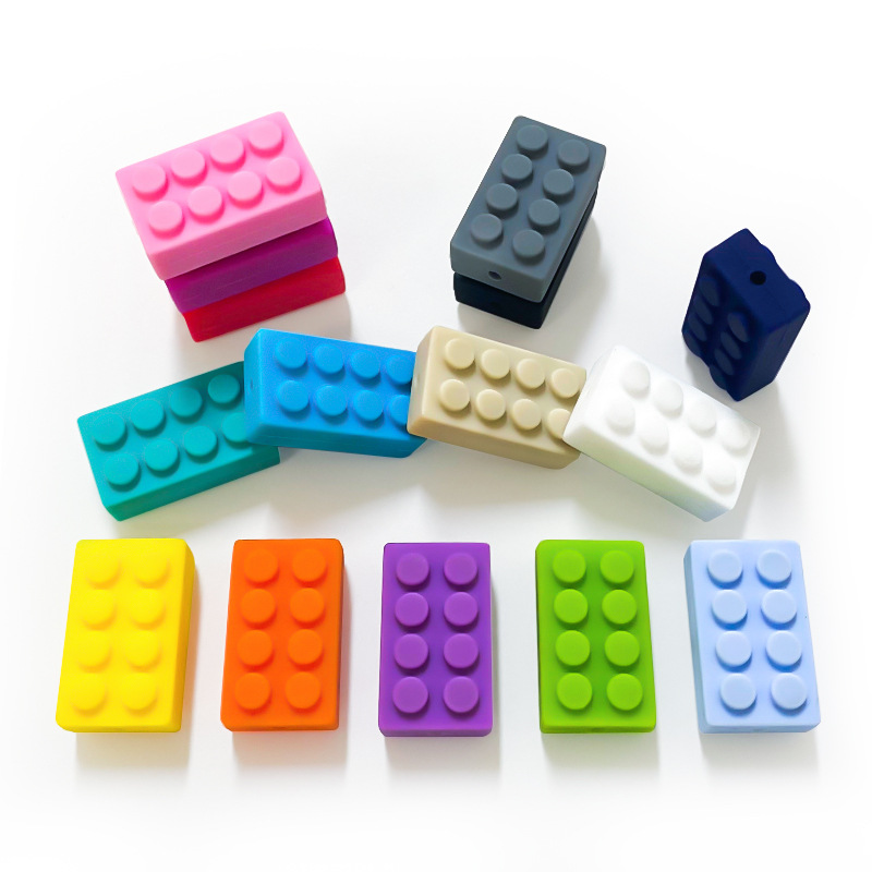 Cross-border food-grade silicone building blocks beads for infants and toddlers teething gum nipple chain accessories wholesale