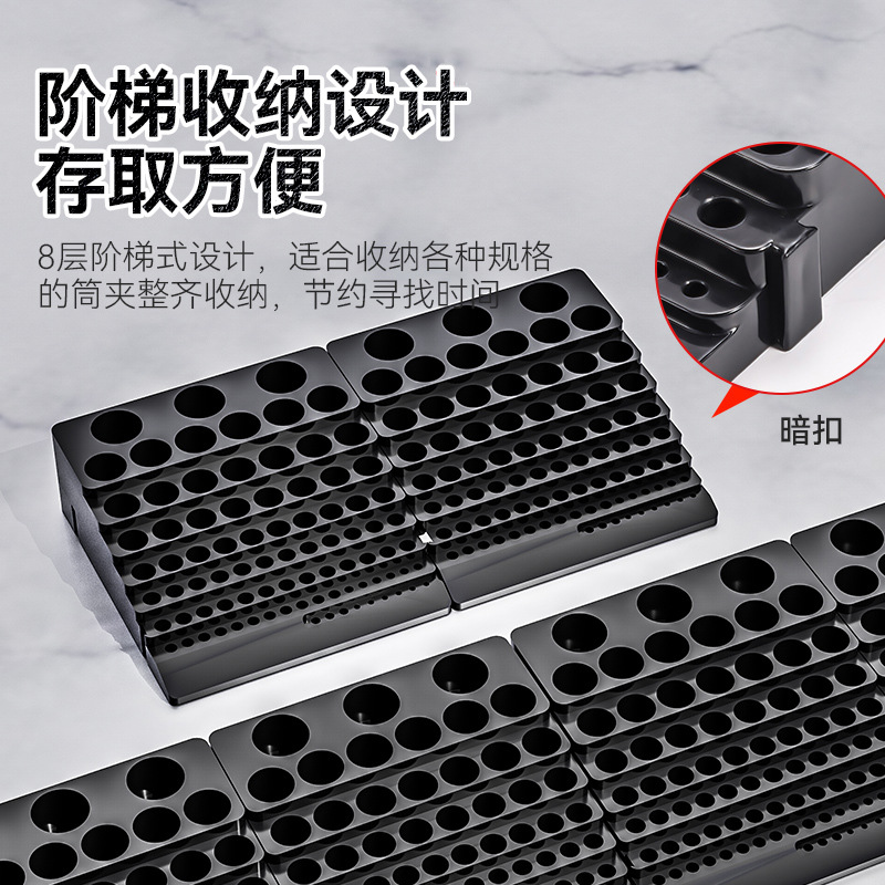 Caja de almacenamiento de fresador de herramientas CNC giratoria portátil engrosado abs caja de almacenamiento de fresador de broca negra