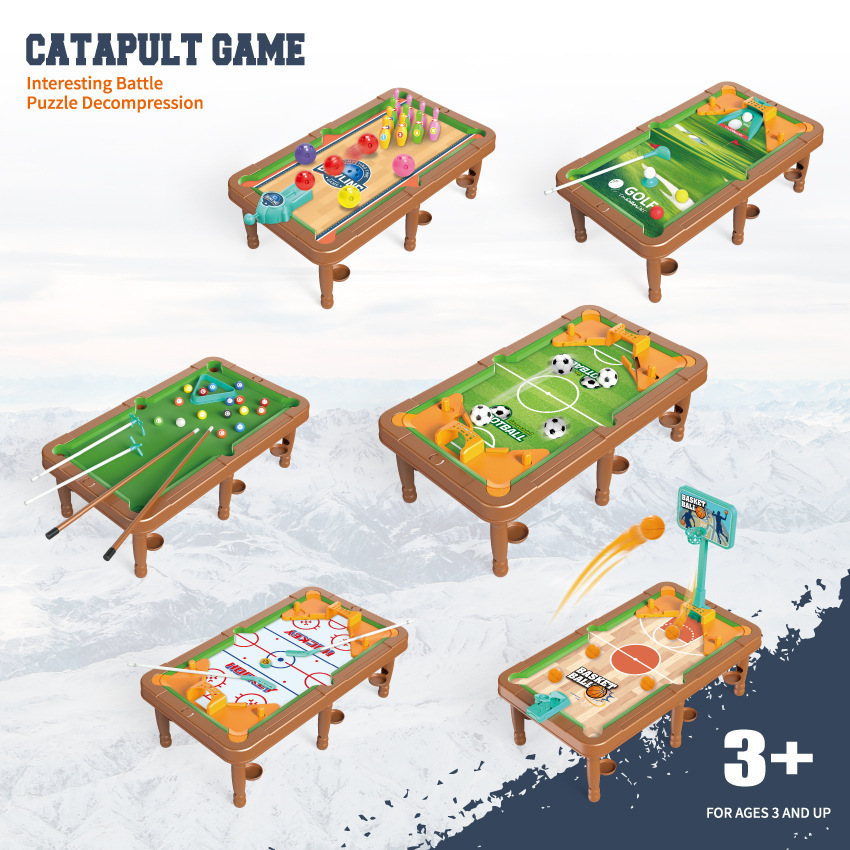 Juguetes de mesa de billar para niños transfronterizos 6 en 1 juegos de mesa multifuncionales de baloncesto de fútbol interior y exterior conjunto de interacción entre padres e hijos