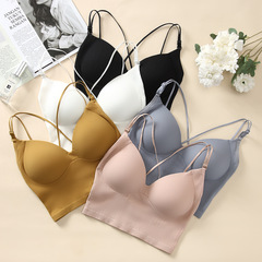 Large U-shaped seamless nude-amine one-piece fixed-cup sports bra for women: wrap-style, strapless base layer bra without underwire