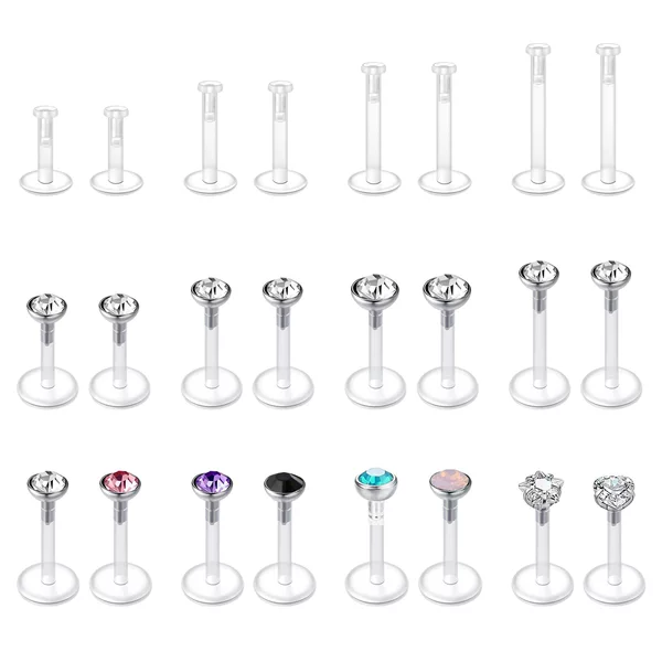 24-Piece Acrylic Invisible Lip Stud Zircon Piercing Jewelry Set Amazon