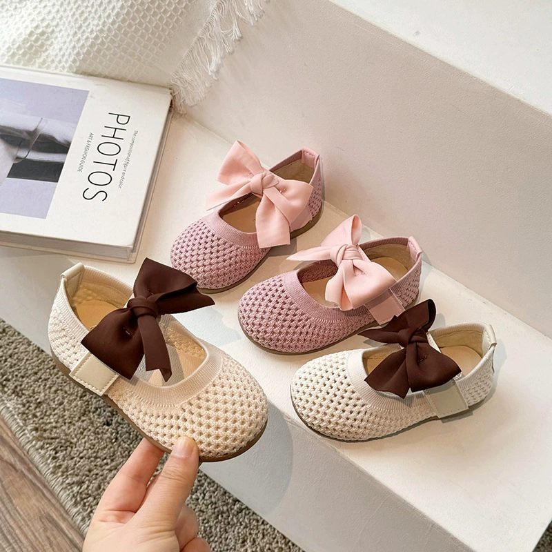 Симпатичные одиночные туфли для девочек 2024 весной корейские детские банты
