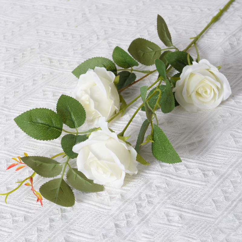 Artificial Rose manojo de 3 pequeñas rosas París Día San Valentín decoración casera la boda falsa flor seda artificial al por mayor