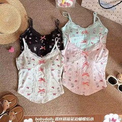 新しい純粋な欲望スタイルのクマのベスト甘いホットガール優しいリボン美しいバックサスペンダーアウターウェアスリムトップ
