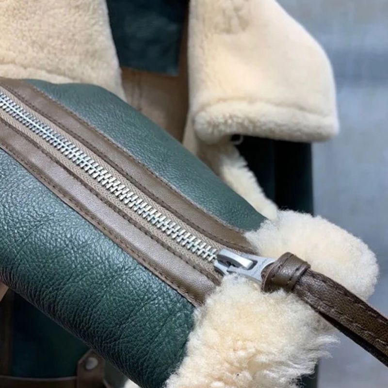 Männer Kleedung Plus Gréisst Wanterkleedung grouss Revers Motorrad Kleeder Fraen décke kuerze Pelz Ee Stéck Schaffell Schéiermantel_voghion.com