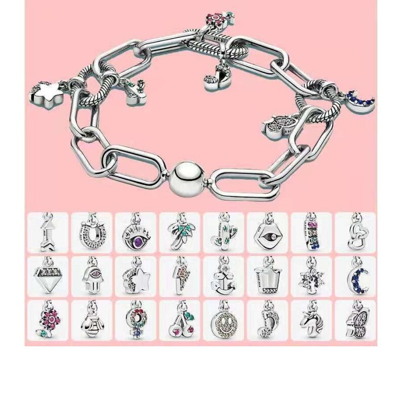 Panjia s925 Silver Fashion Simple Small String Ornaments Me Link Bracelet for Couples