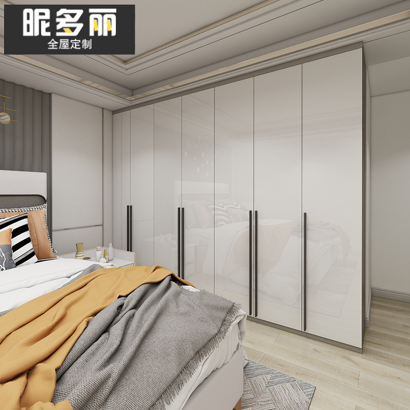 工厂批发衣柜柜门定制实木欧松板六面无缝封边亮光哑橱柜门板定制|ms