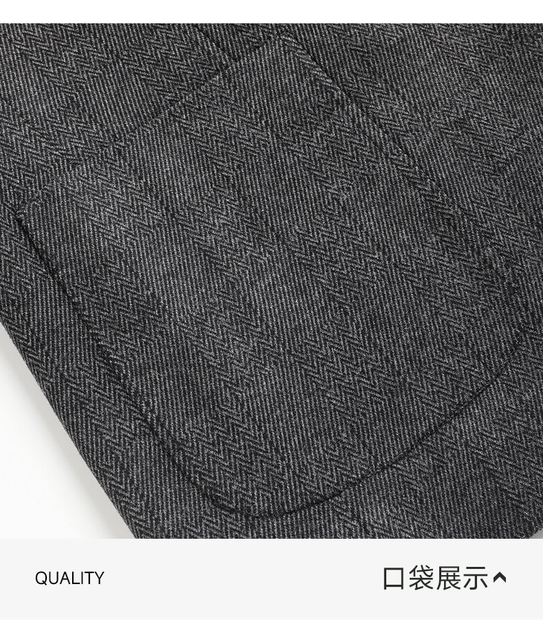 Áo vest nam dáng ôm pha len lông cừu, lụa tơ tằm và Lyocell, một hàng hai cúc, tay dài — màu xám chi tiết 32