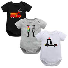 厂家热批婴幼儿连体衣短袖三角哈衣宝宝包屁衣爬服3件装婴儿童装