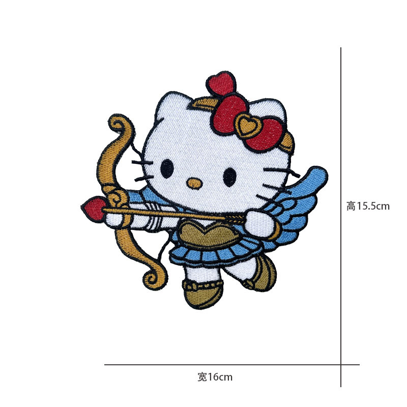 Cartoon al por mayor bordado por computadora kt pegatinas de tela de gato Sanliogou diy pegatinas de parche tejido cesta de ropa adorno accesorios pegatinas