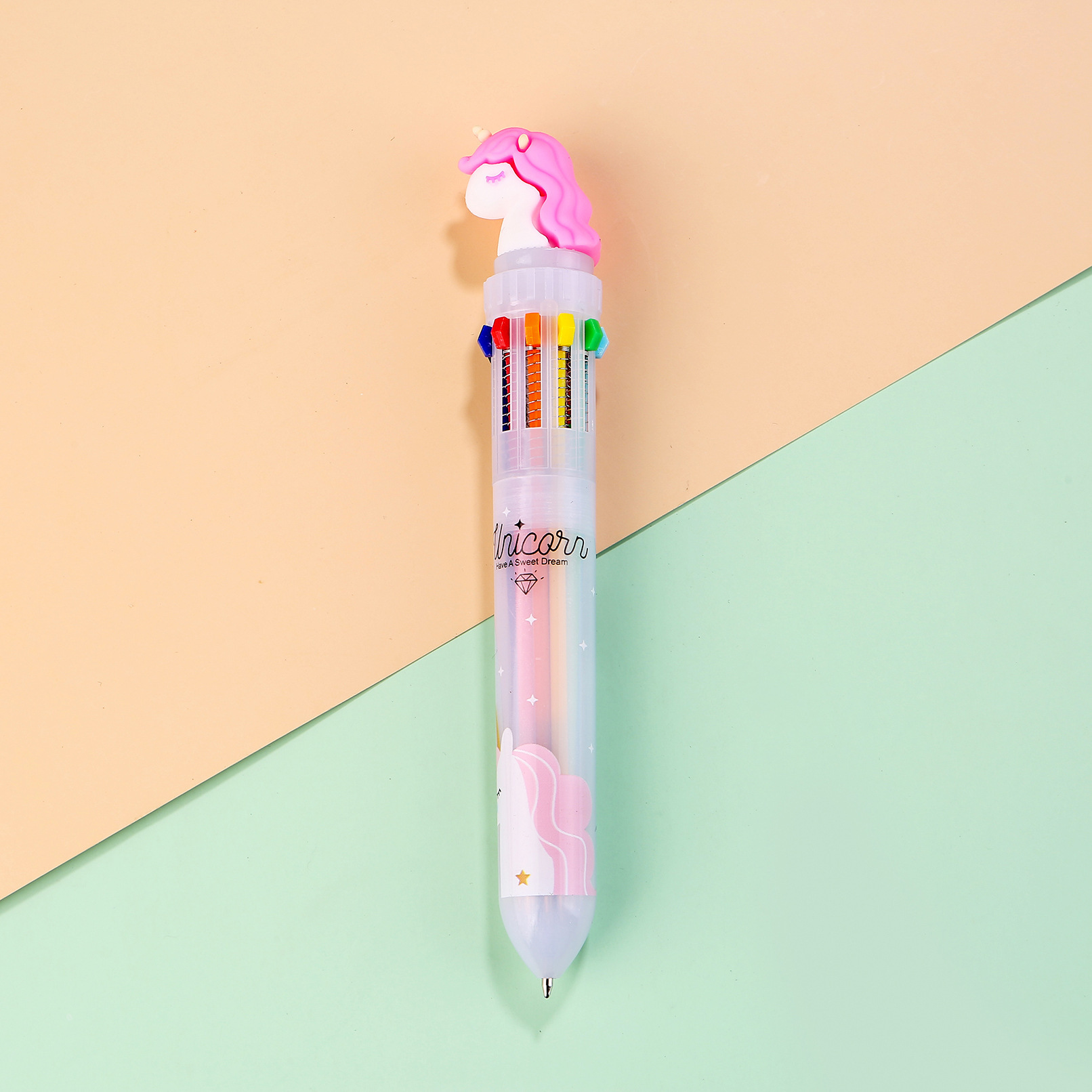 Papelería creativa bolígrafo de diez colores de dibujos animados estudiante color diario pluma chica corazón multicolor prensa bolígrafo al por mayor