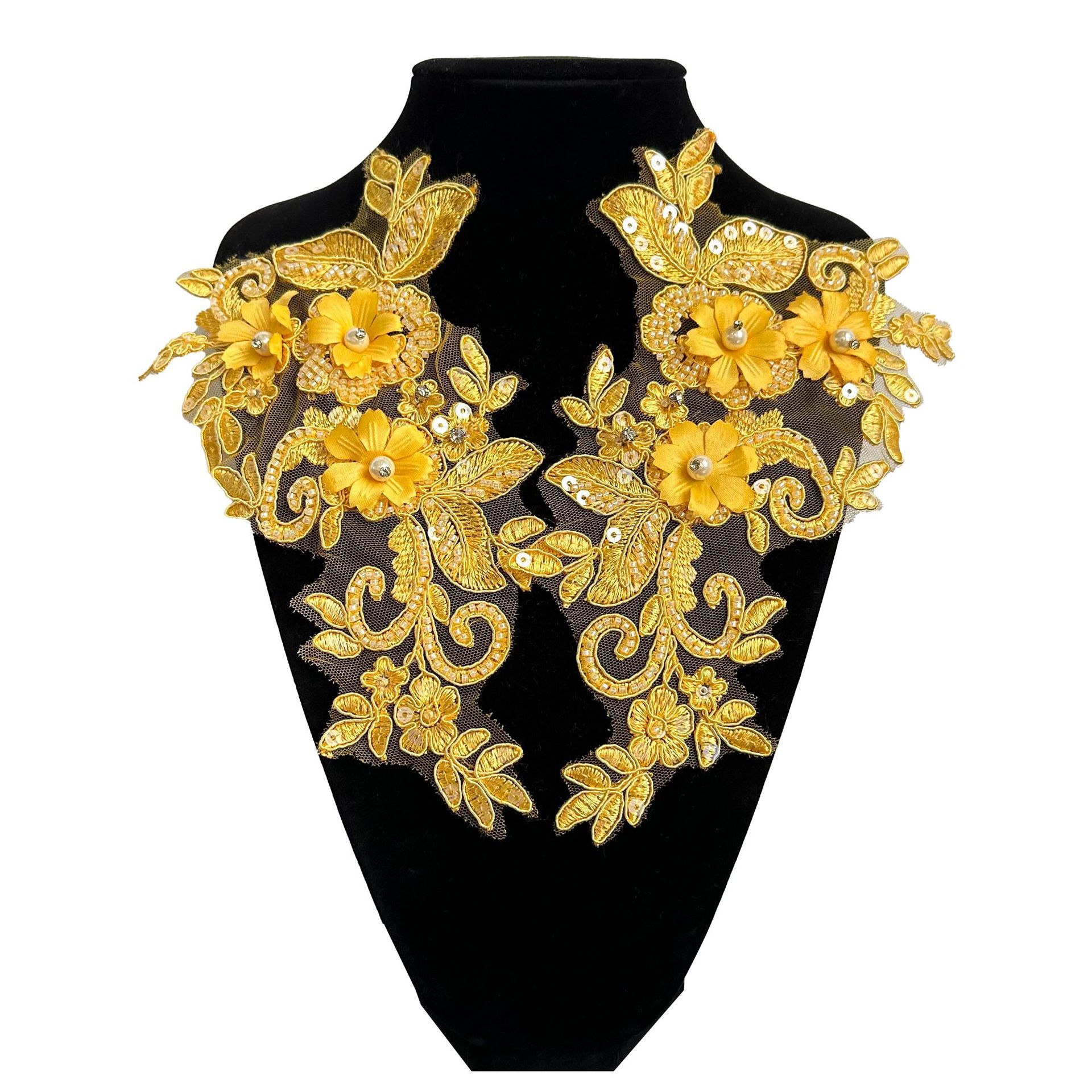 Blanco cuentas de clavos tridimensionales encaje tela bordada calcomanías vestidos de novia vestidos de baile vestidos de baile image 3
