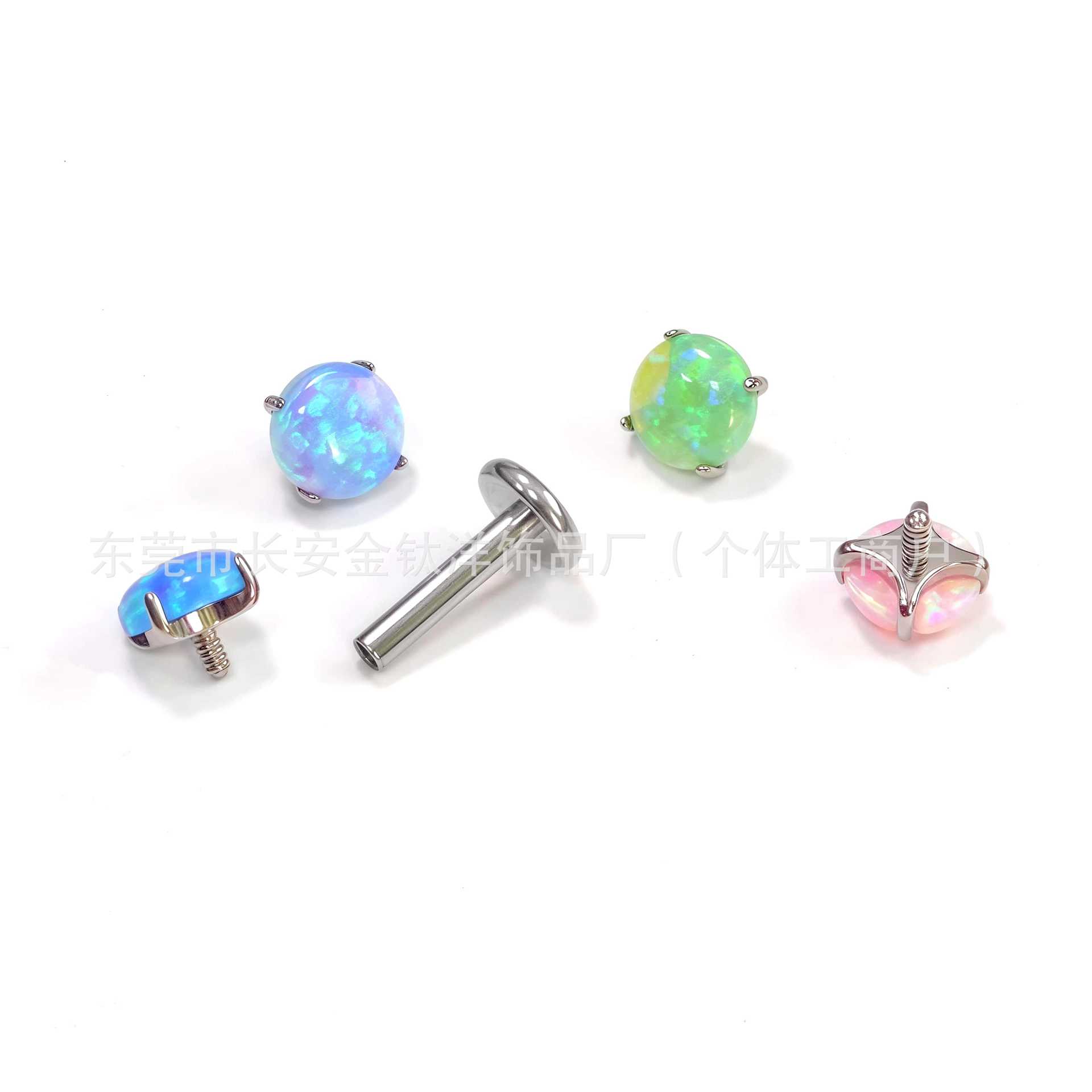 Internally Threaded F136 Titanium Opal Flat-Back Lip Stud Earring with Embedded G23 Titanium Alloy - 4mm detail image 7