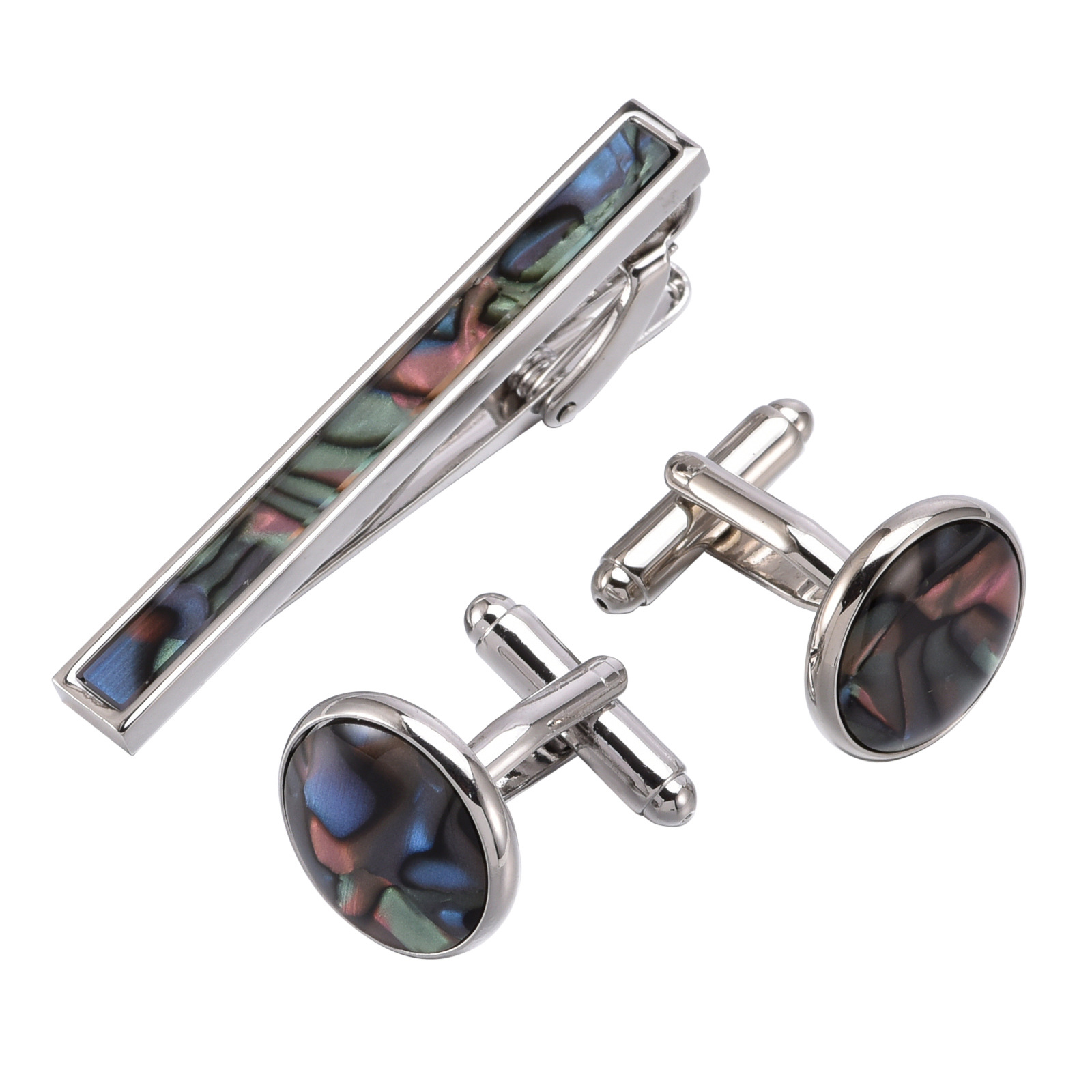 Set gemelli e fermacravatta da uomo con madreperla_voghion.com