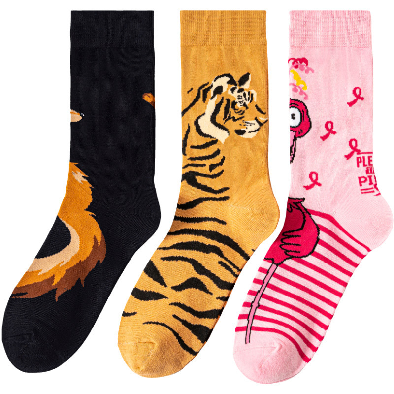 Trendy Men's Cotton All-Season Animal Tiger Fox Popular Socks for Women and Men Amazon Ins Foreign Trade Manufacturer Cross-Border Socks