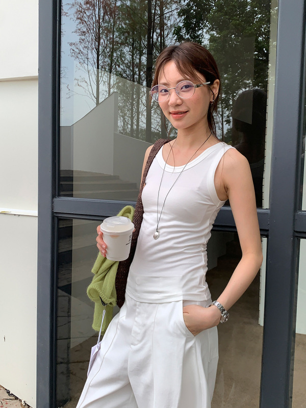 广州十三行2025秋韩系休闲修身内搭套头修身纯色背心上衣女02805|undefined