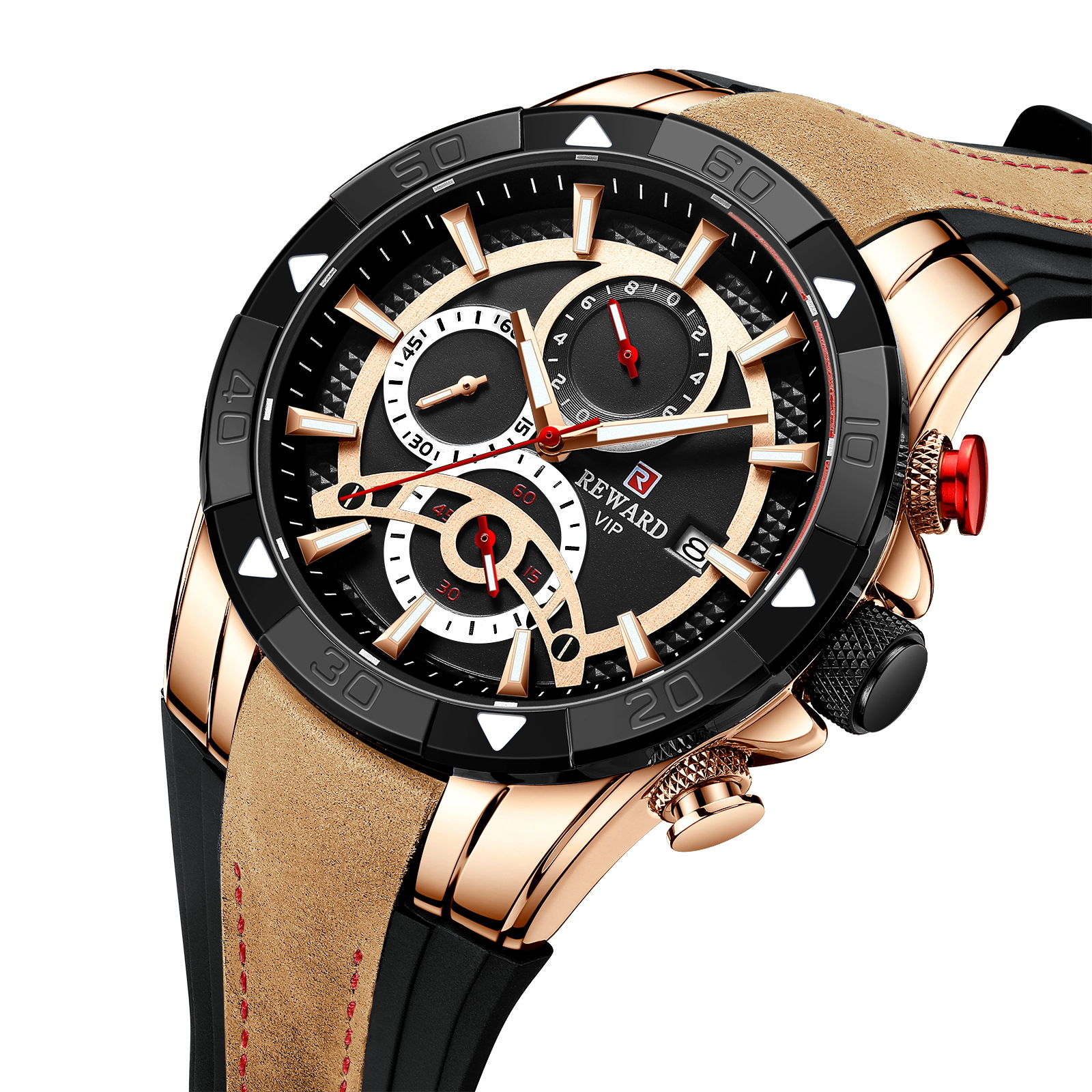 Calendar Tape REWARD83013 Quartz Six Pin Business Men's Watch_voghion.com