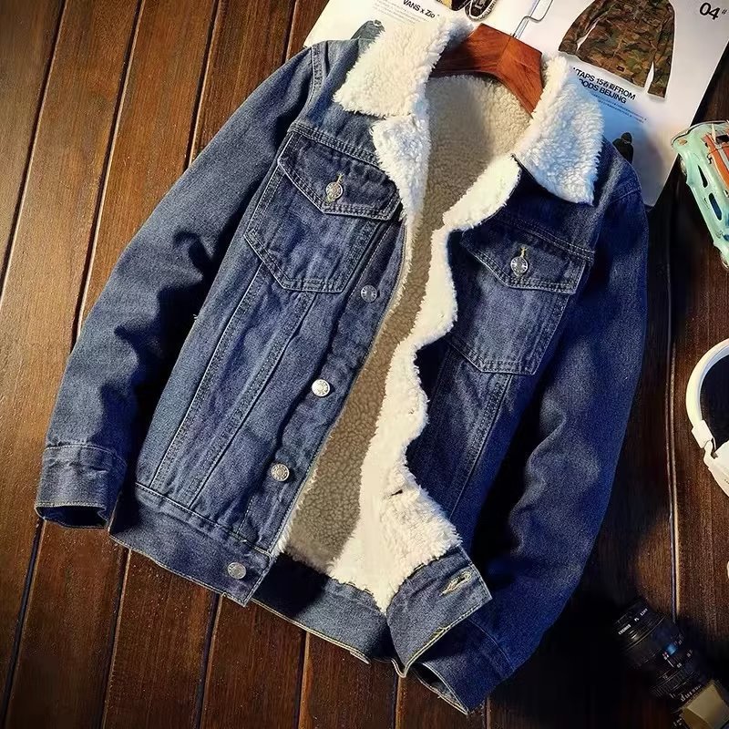 Winter warm denim down jacket
