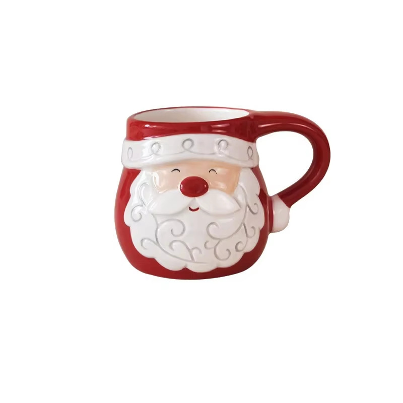 Navidad encantadora temática taza de cerámica Papá Noel patrón de alce taza de marca taza de agua de vacaciones regalo taza de cerámica