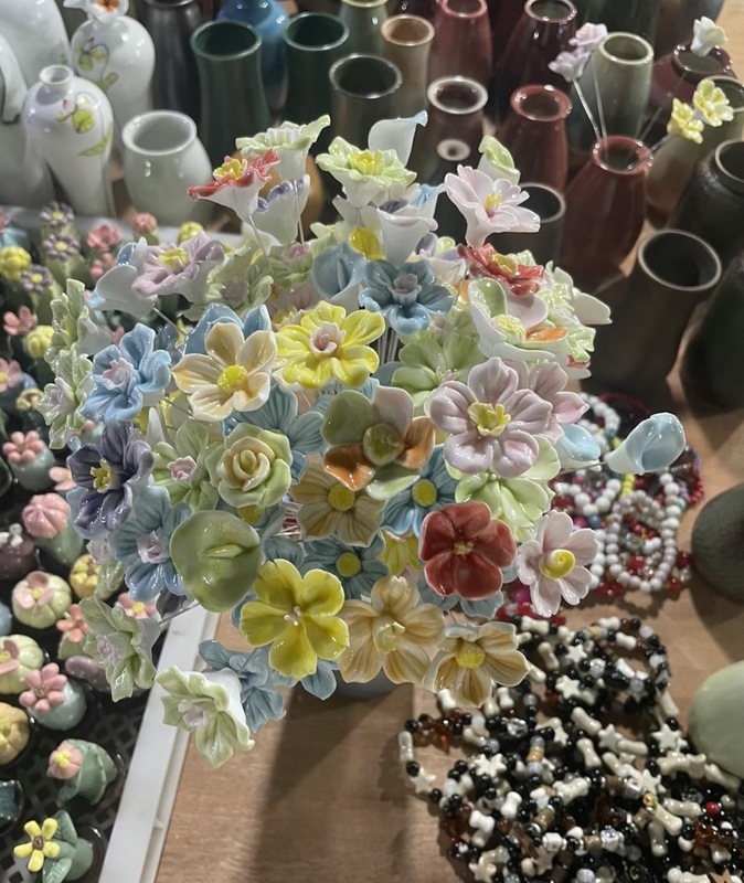 Zhaozhu Jingdezhen 高温手作りセラミックフラワーフル模擬花花瓶装飾花束ガールフレンドギフト|undefined