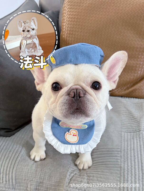ペット柴犬メカテディカウボーイ刺繍ベレー帽レース子犬かわいいスカーフよだれかけ猫プリンセススタイル|undefined