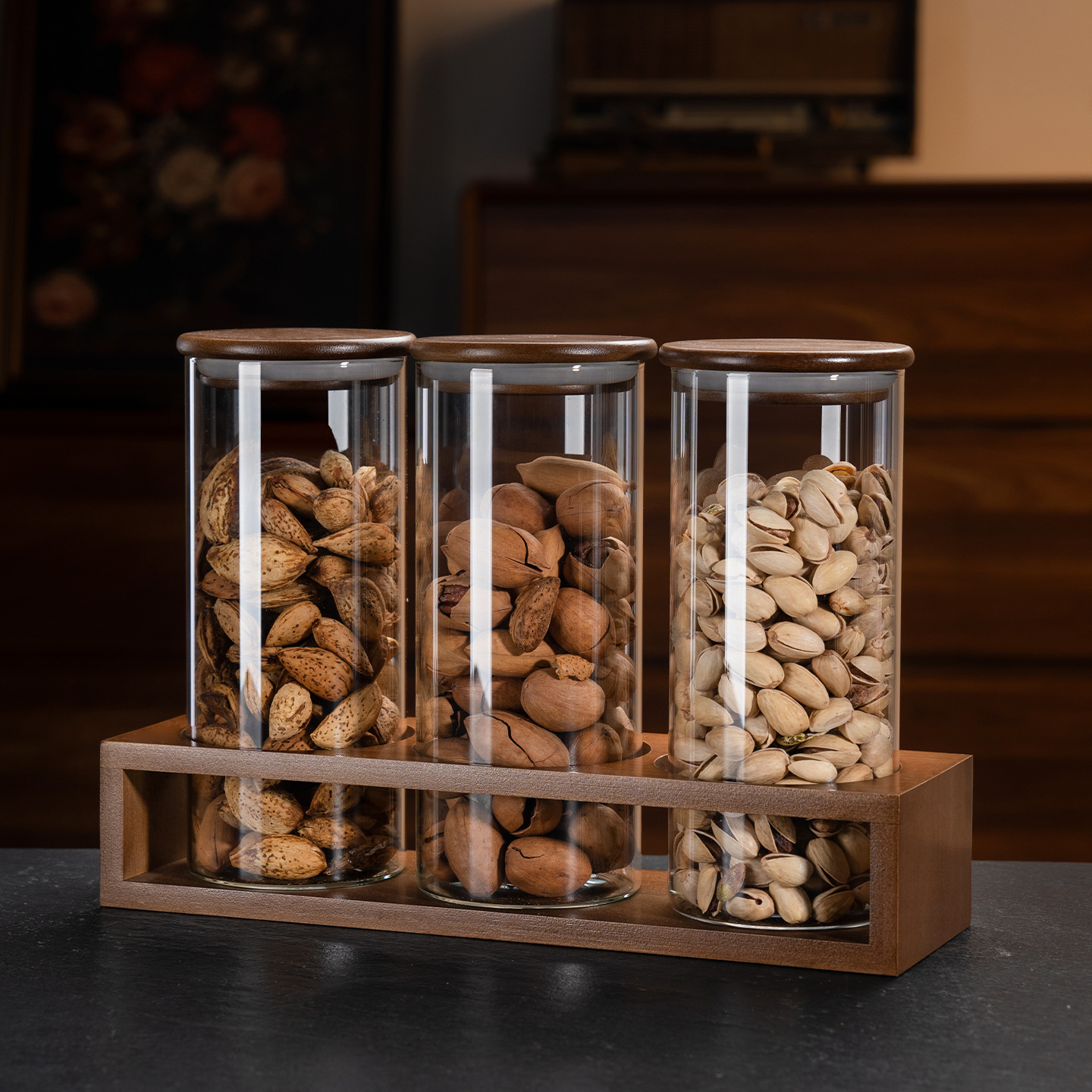 Tanque de almacenamiento de sellado de cocina tanque de almacenamiento de vidrio de gran capacidad tanque de almacenamiento de granos de nueces