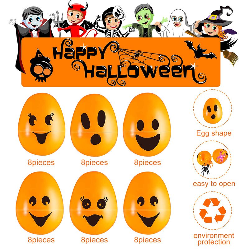 Halloween Easter Egg 6*4.5 Plastic Lottery Eggshell Expression Open Egg Easter Printed Egg Wholesale