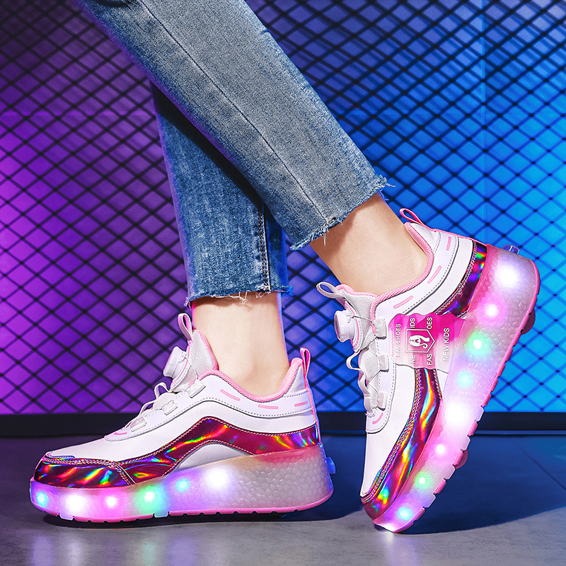 New Style Heelys Shoes for Kidsren and Girls Flying Invisible Retractable Boys Transforming Roller Skates with Light Wheel Shoes