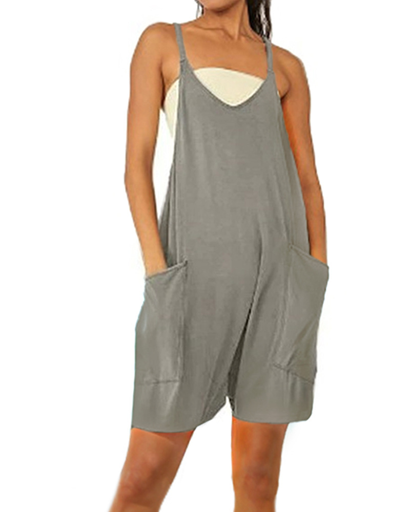 2024 ropa de mujer europea y americana eBay Amazon estación independiente popular cremallera bolsillo suspender pantalones mono suspender Pantalones