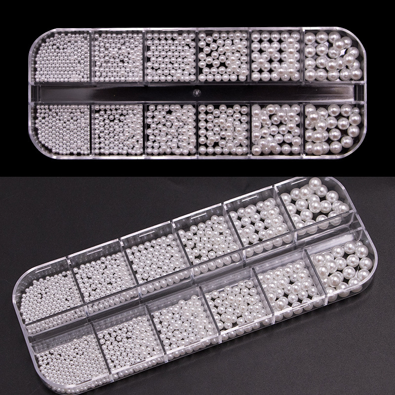 Amazon transfronteriza perla joyería de uñas japonés simple completo redondo beige blanco puro perla de uñas perla al por mayor