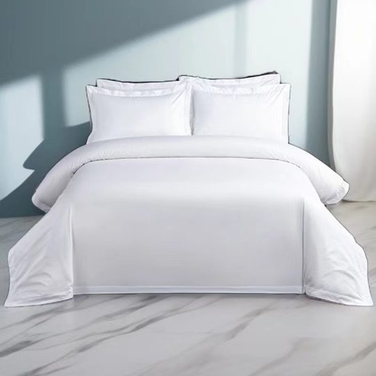 Hotel-Specific Four-Piece Bedding Set White Satin Hotel Bed Sheetss B&B White Linen Four-Piece Set Wholesale