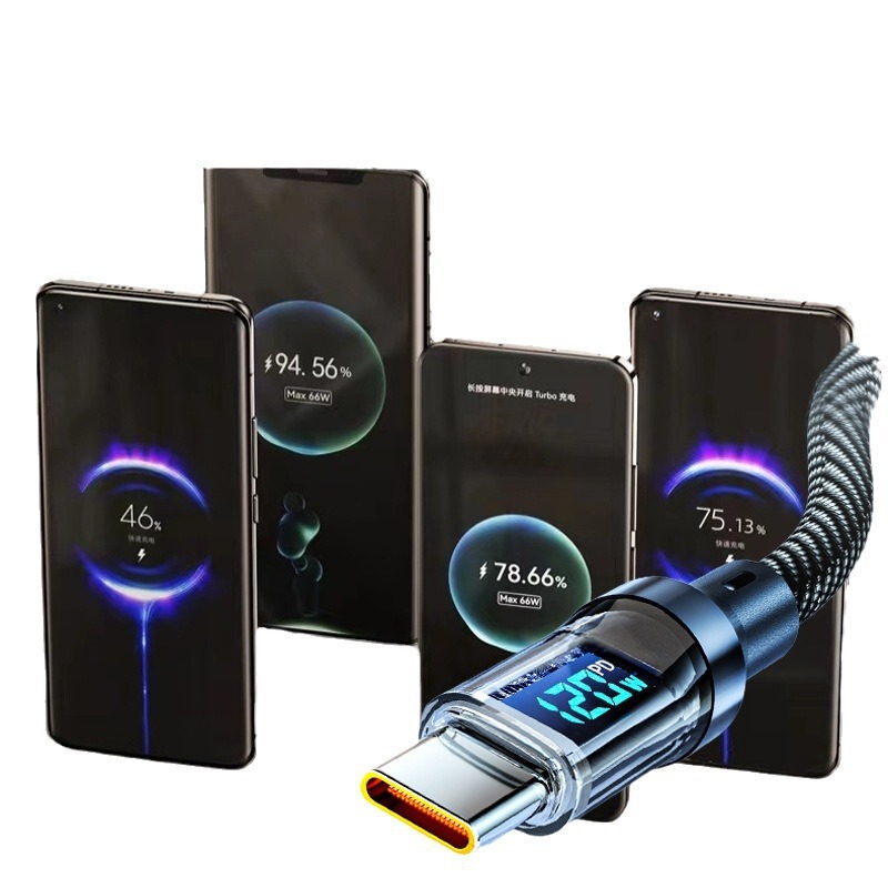 Huawei vivoOPPO Xiaomi に適した透明なデジタル ディスプレイ データ ケーブル完全互換の Type-C 超高速充電ケーブル|undefined