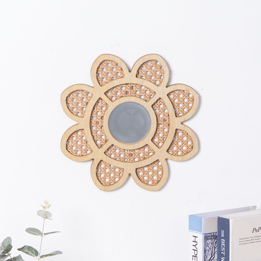 Espejo de flores colgante de vid tejido a mano hotel bar sala de estar decoración de pared colgante creativa