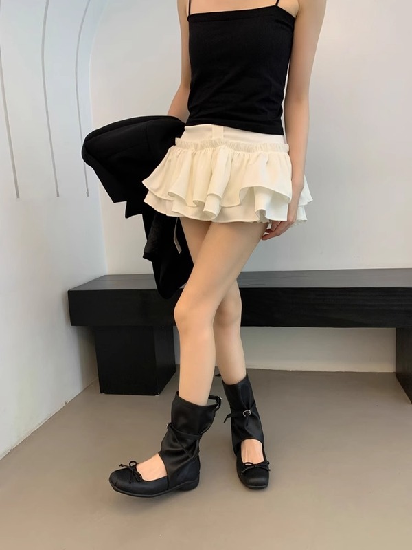 韩国小众设计凉靴子女2025新款夏天蝴蝶结芭蕾舞褶皱堆堆靴中筒靴|undefined