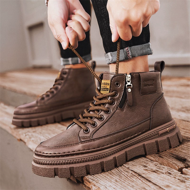 Men’s demi‑season high boots (Martens D087), side zipper, British style, leisure