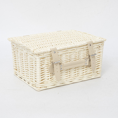 Cesta de picnic portátil de caña pastoral plegable con cubierta de cesta de comida para fotos accesorios cesta de picnic de excursión al aire libre