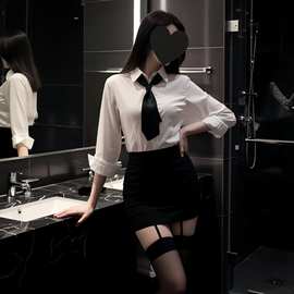 忆乐乐性感女秘书包臀裙情趣内衣职场风衬衫诱惑教师夜店套装Sy