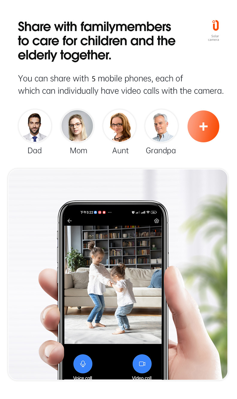 Video Surveillance Camera One-Click Call Two-Way Communication Home Elderly Child Care Monitor_voghion.com