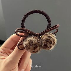 秋冬豹纹樱桃发圈女高弹力耐用扎头橡皮筋丸子头发绳秋冬加粗头绳