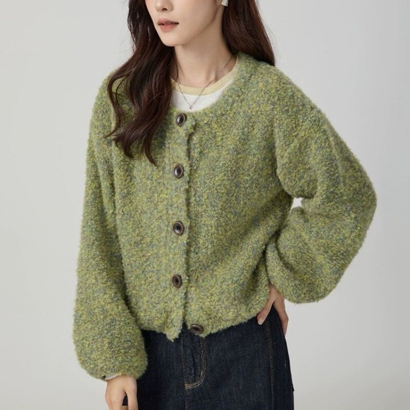 早秋装黄色短款针织开衫毛衣外套女春秋季2025新款小个子慵懒上衣|undefined