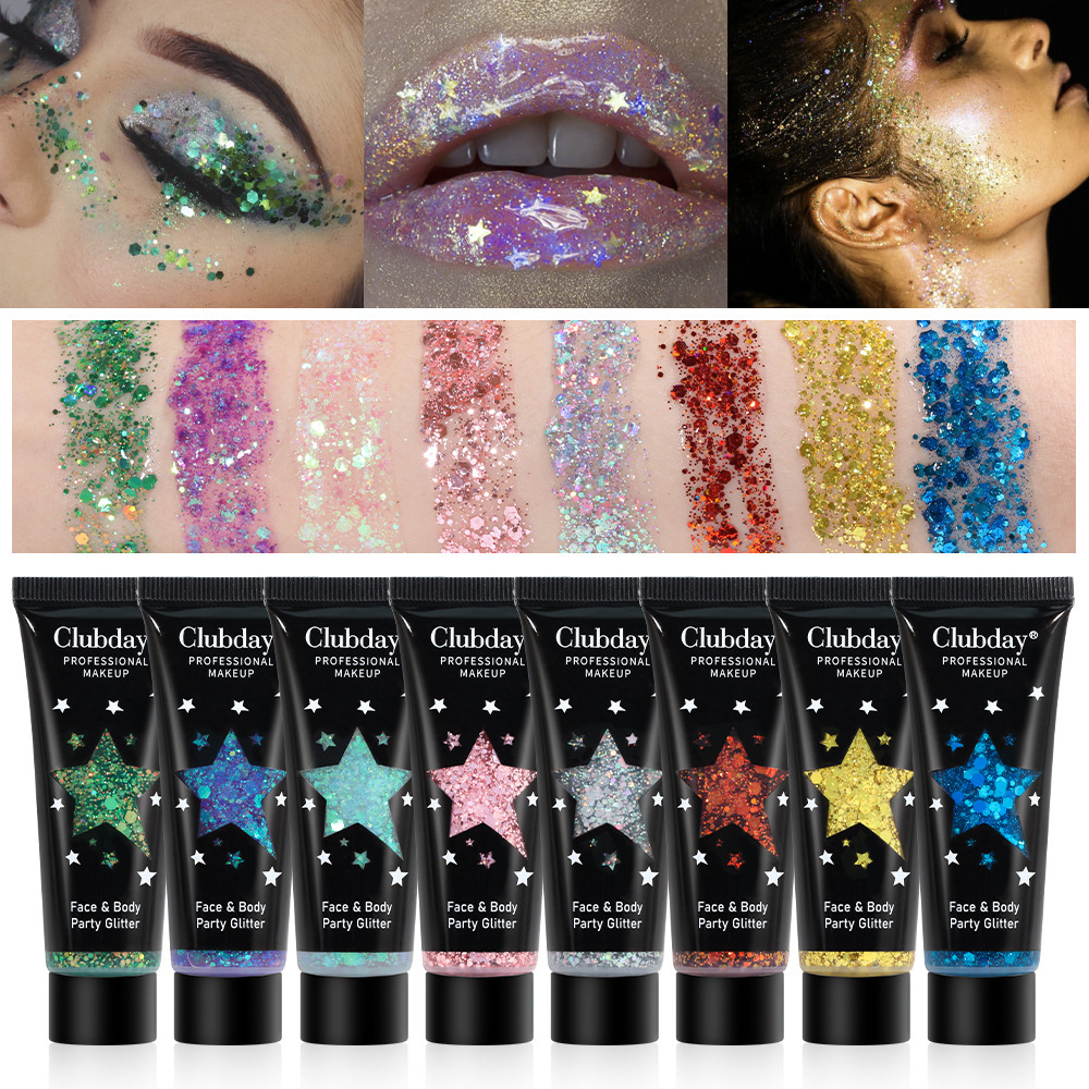 Gel di bellezza liquido con paillettes corpo Trucco natalizio camaleonte ombretto_voghion.com
