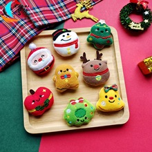 新款圣诞节装饰毛绒小玩偶配件原创造型雪人麋鹿铃铛胸针鞋袜辅料