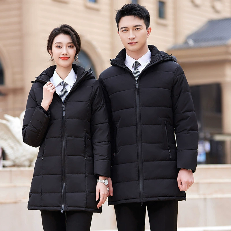 Деловая одежда Мужская и Женская пуховая куртка с хлопковой подкладкой Утолщенная рабочая одежда средней длины 4S Магазин Ювелирный магазин Комбинезоны с хлопковой подкладкой