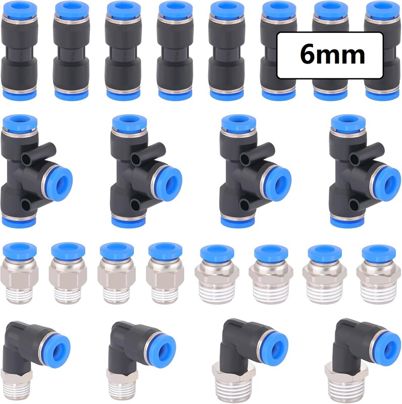 24Pcs 1/4“ Quick Connect Air Line Fitting Set, Push in Connectors and Npt Thread 24Pcs 1/4“ Quick Connect Air Line Fitting Set, Push in Connectors and Npt Thread