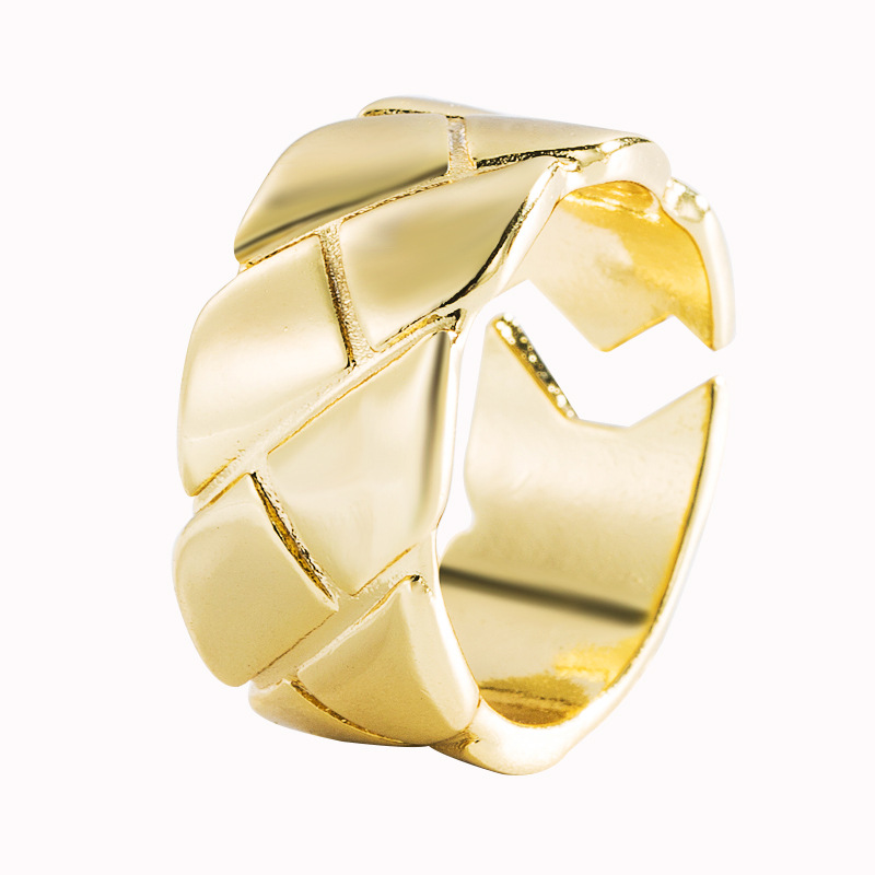 Cross-border Creative Personality Copper Plated 18k Real Gold Geometric Gold Ring Temperament Open Index Finger Ring display picture 7