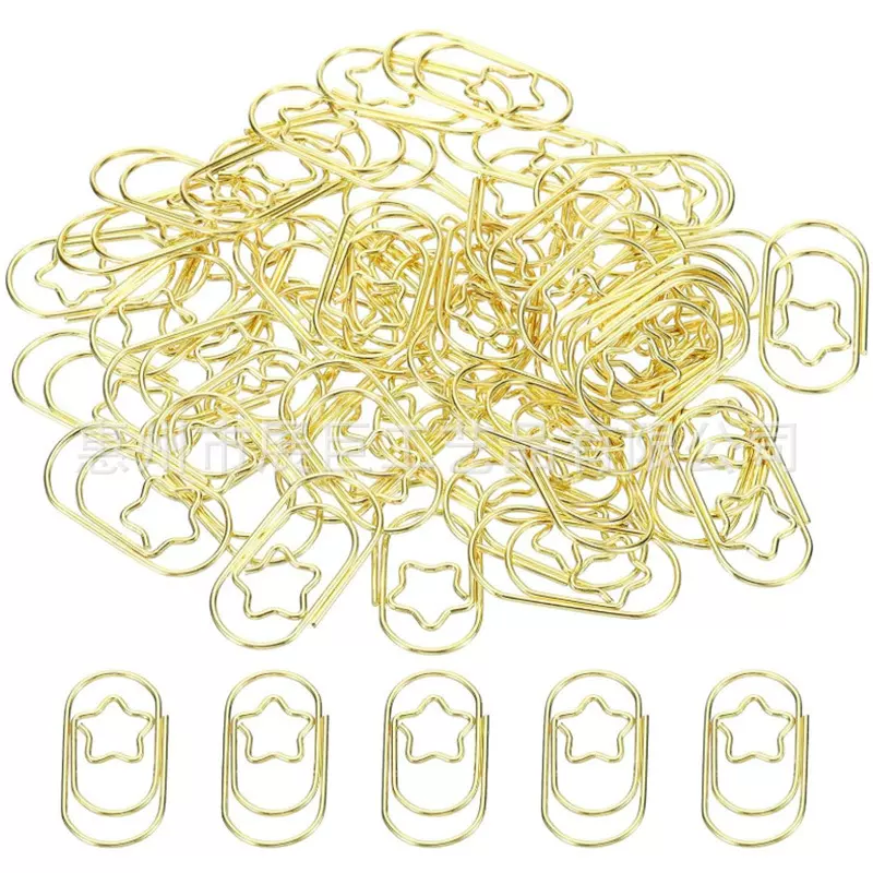 迷你星星回形针金属曲别针创意彩色迴紋針金色异形回型针厂家批发