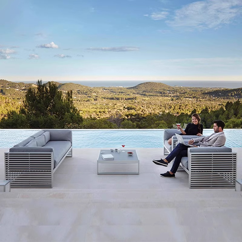 Sofá de ocio al aire libre Jardín patio sala de sol terraza villa hotel al aire libre sofá de aluminio impermeable