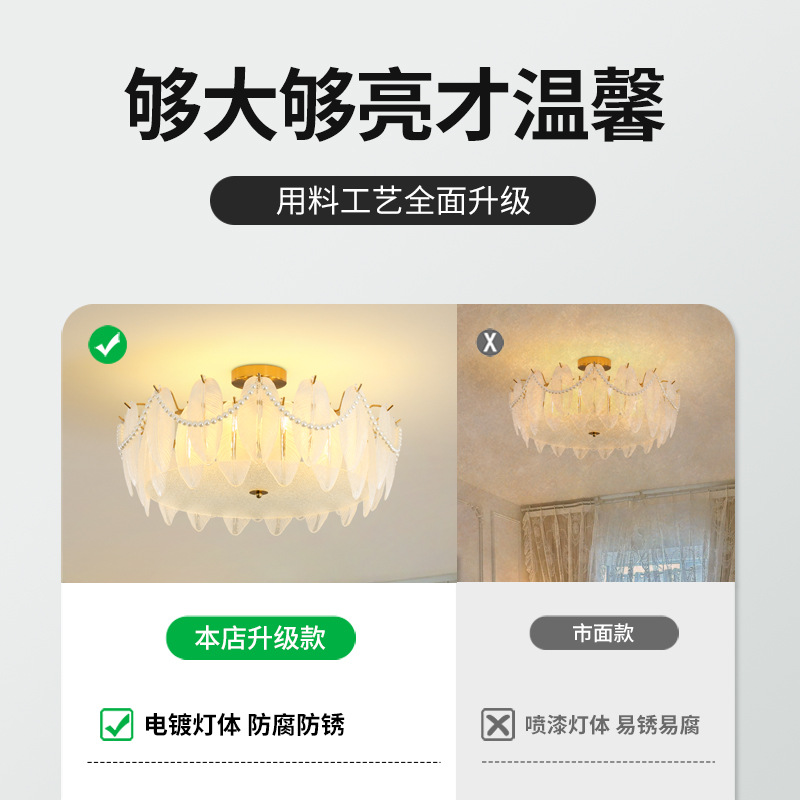 Lámpara de techo para dormitorio, lámpara de techo para comedor y sala de estar, lámpara de dormitorio, lámpara de cristal de lujo de estilo francés, iluminación para habitaciones, accesorios de iluminación Zhongshan 413L.